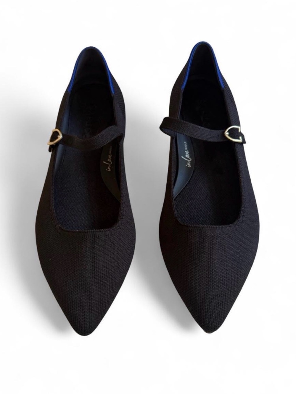 Rothy's Black Pointed Mary Jane Flats with strap